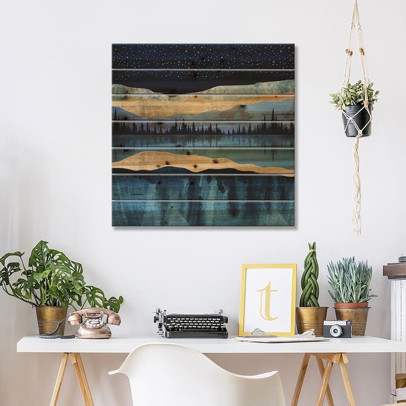 Midnight Lake Print On Wood by SpaceFrog Designs - Multi-Color
