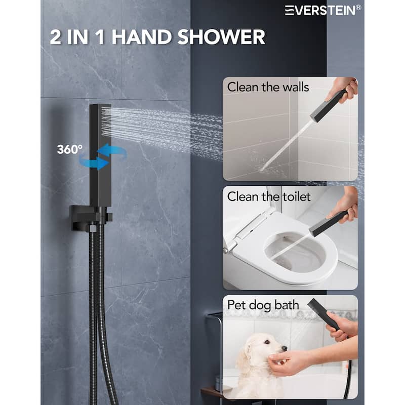 64 Color LED Mood Lighting Thermostatic Shower System,20"Ceiling-Mount Shower Head with 3-Functions Spray