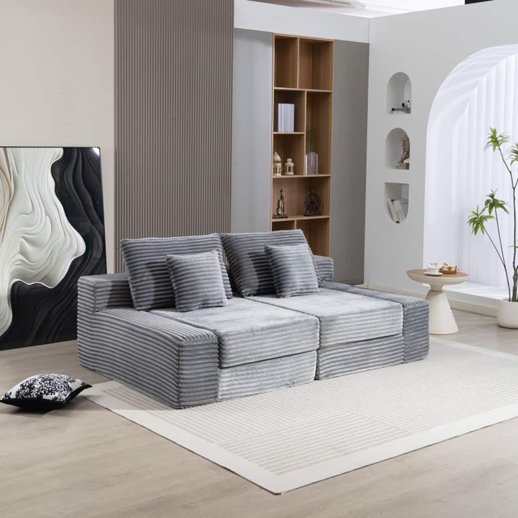 Double Lounge Chaise,Cloud Plush Sofa Bed,Upholstered Boneless Cloud Sofa Deep Seat