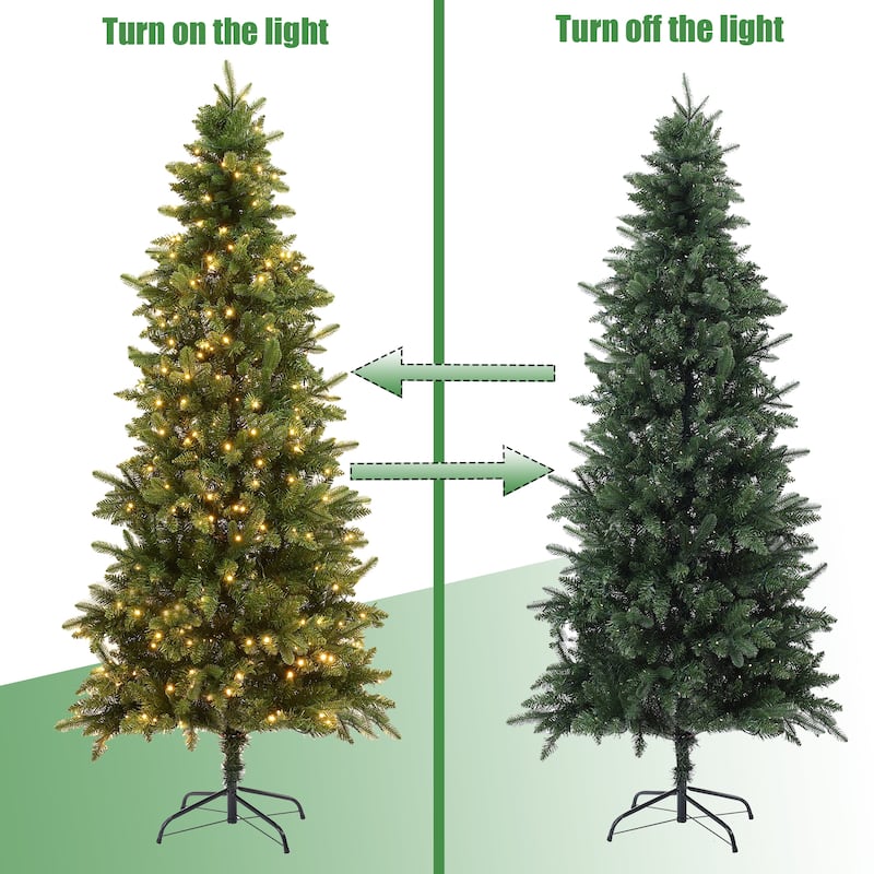7Ft Pre-Lit LED Artificial Slim Pine Christmas Tree - 84" H x 37.01" Diameter