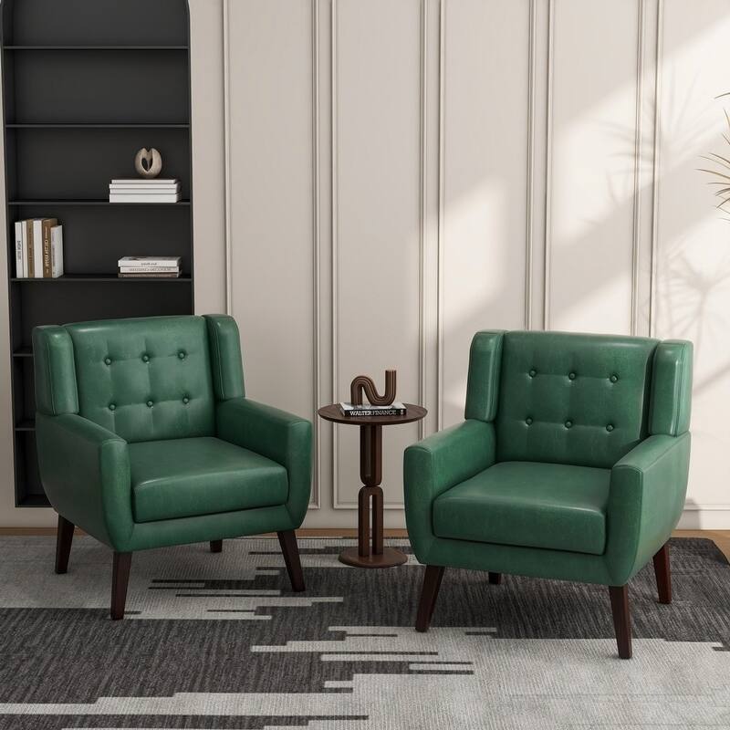 UIXE Faux Leather Accent Armchair, Upholstered Accent Chairs For Bedroom