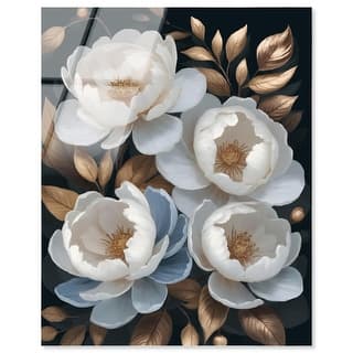 Eden Peonies Gold Floral Art Acrylic Print by Art Remedy