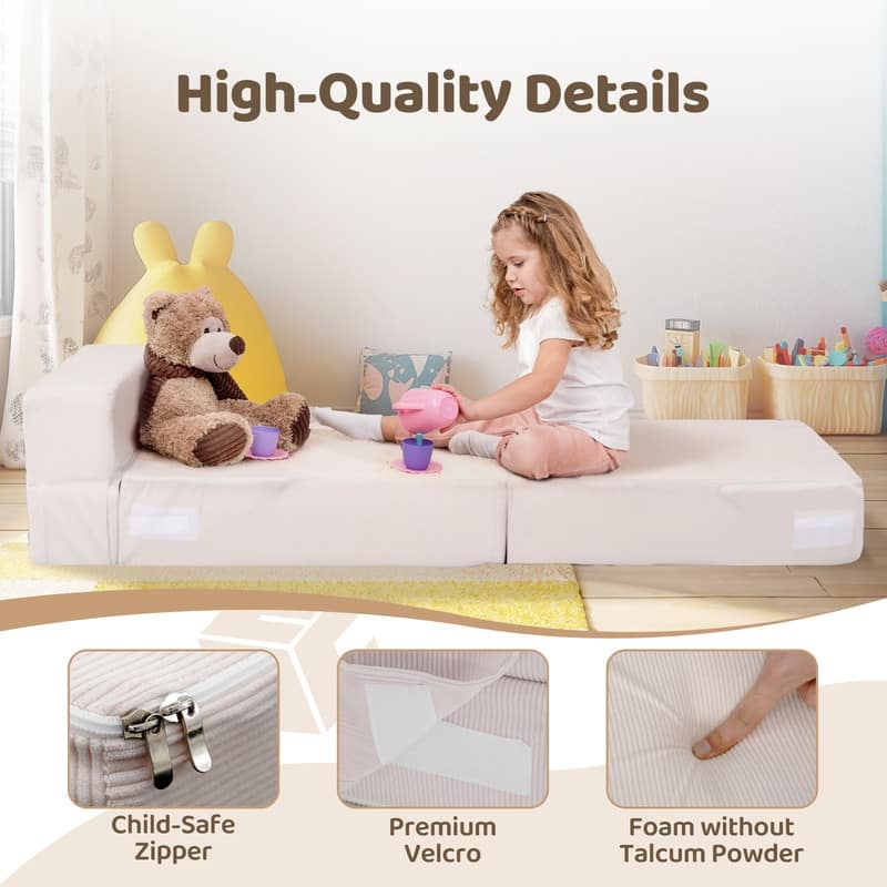 DoCred Kids Folding Sofa, Convertible Floor Mattress, Bed, Play Couch
