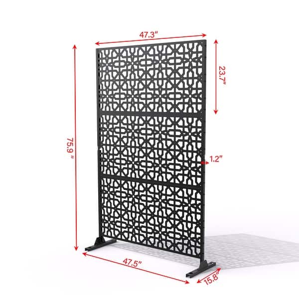 dimension image slide 5 of 14, Outdoor Privacy Screen with Stand for Patio Garden Metal Fence