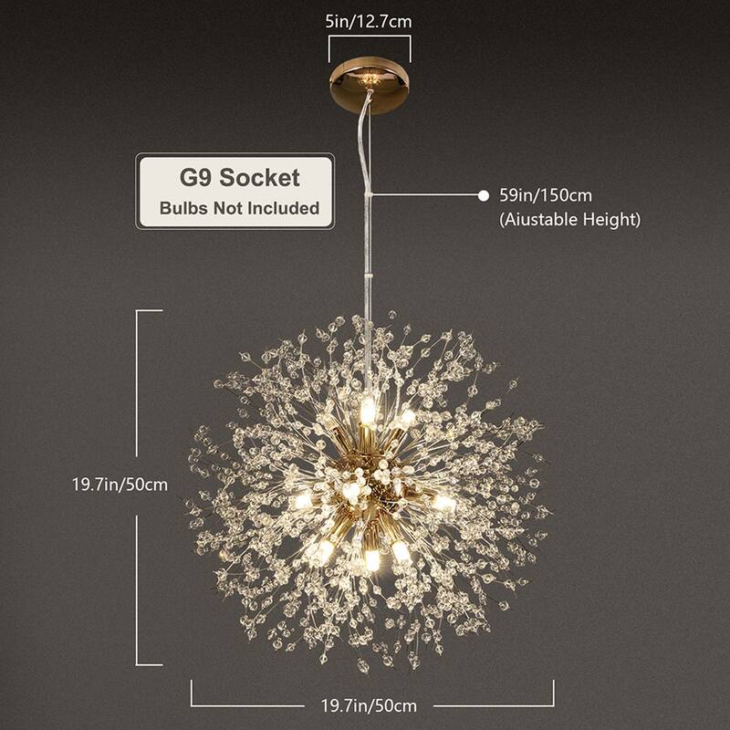 8/9/12/16-Light Modern Linear Sputnik Firework Dandelion Crystal Chandelier