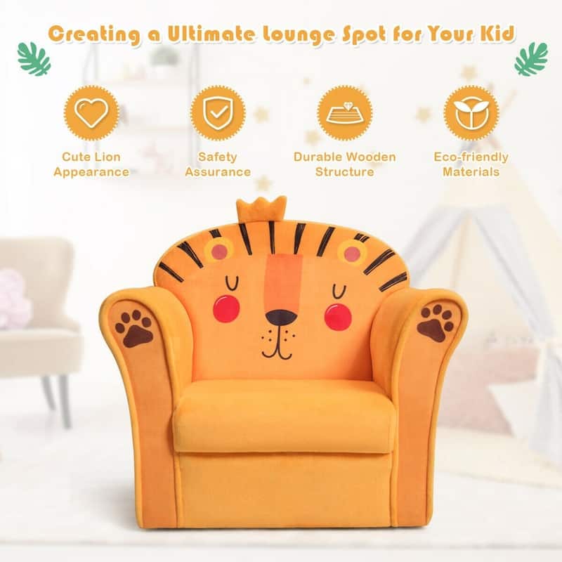 Kids Armrest Lion Upholstered Sofa - 20" x 15" x 17" (L x W x H)