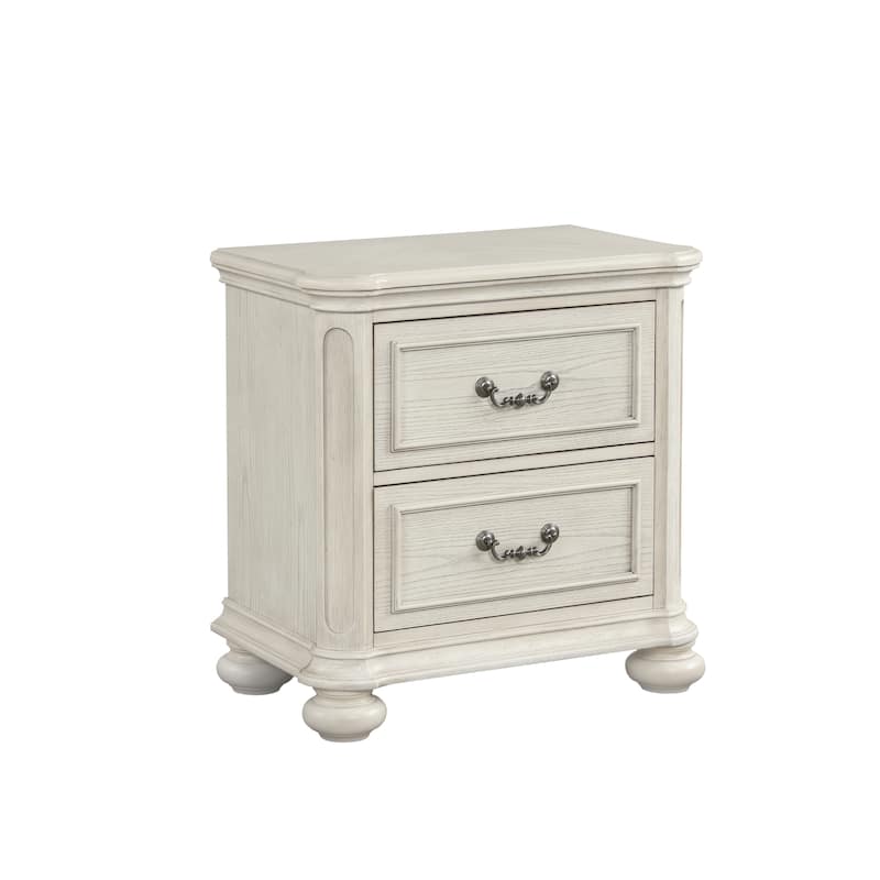 Roundhill Furniture Nelson 2-Drawer Bedroom Nightstand, Antique White