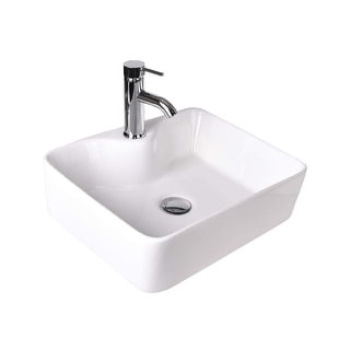 Ceramic white wash basin sink on rectangular countertop