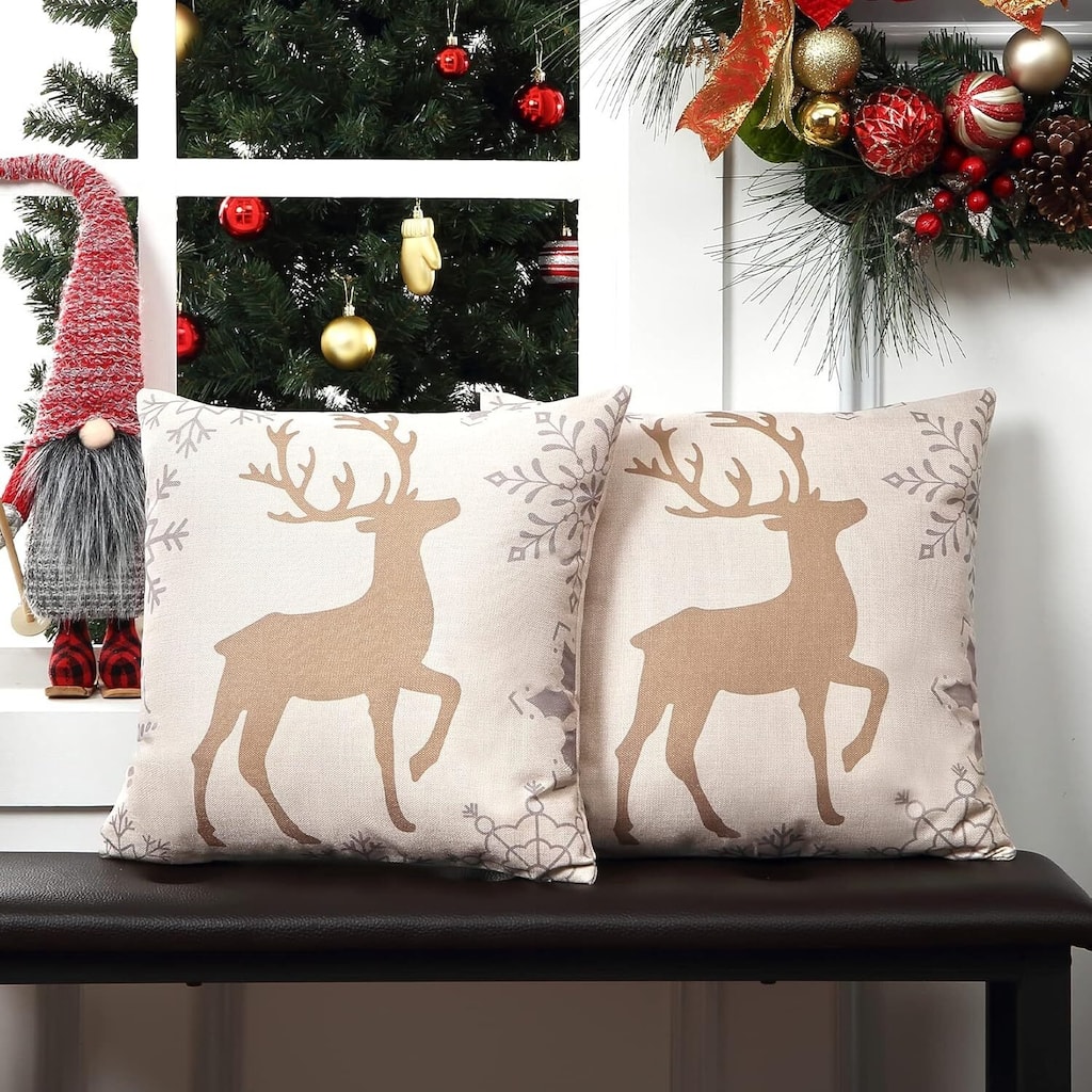 Christmas Pillow Covers 18x18 Set of 2 for Home Indoor