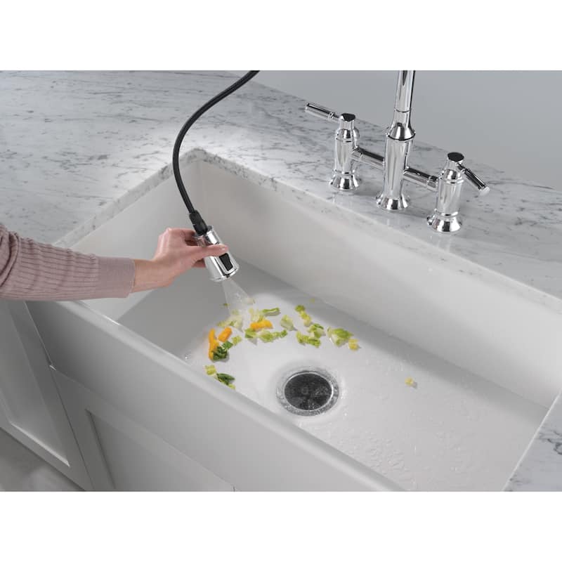 Delta 2384L-DST Renaldi 1.8 GPM Bridge Kitchen Faucet with Pull-Down