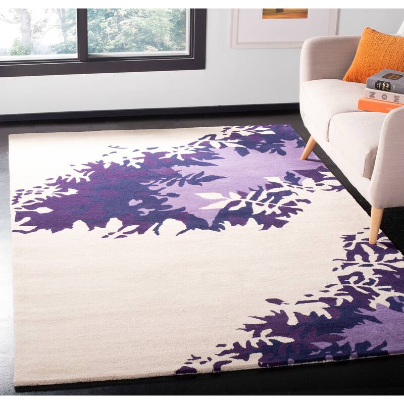 SAFAVIEH Handmade Soho Chaya Abstract N.Z. Wool Rug - 5' x 8' - Beige/Purple