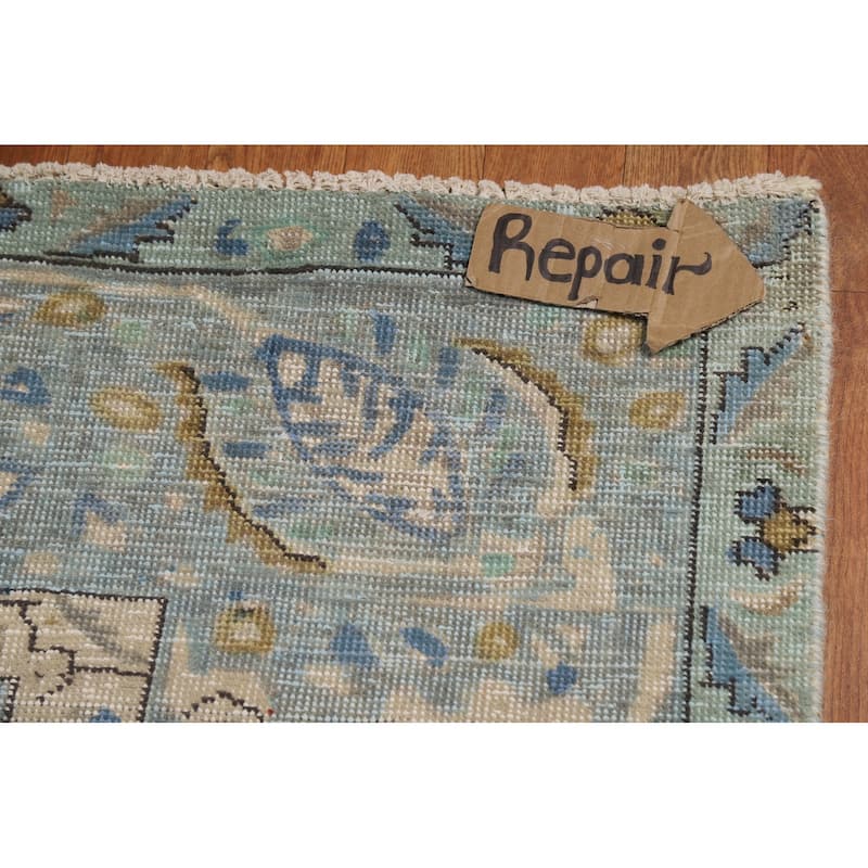 Blue Floral Tabriz Persian Rug Hand-Knotted Traditional Wool Carpet - 7'11"x 10'11"