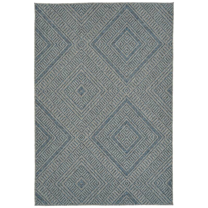 Modern Transitional Geometric Southwestern Textured High-Low Cut & Loop Runner - 2x 6