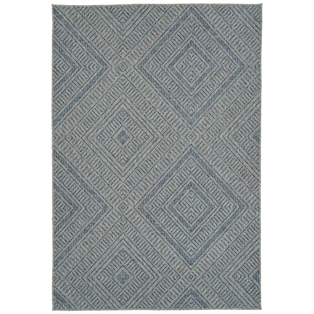 Modern Transitional Geometric Southwestern Textured High-Low Cut & Loop Runner - 2x 6