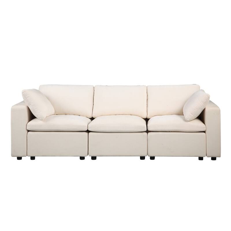 3-Piece Chenille Modular Sectional Sofa Set with Armless and Corner Chairs