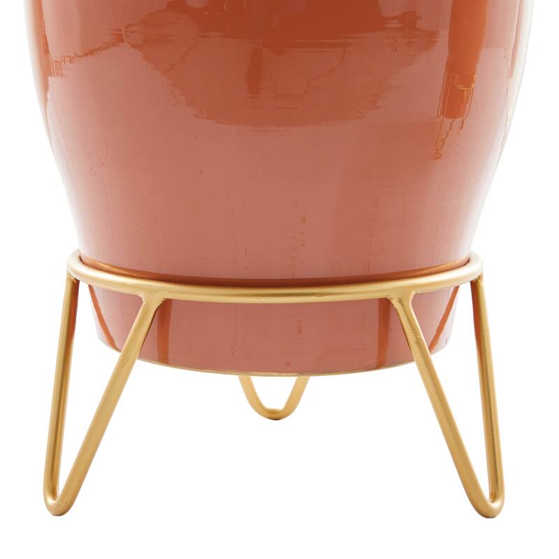 White Metal Planter with Removable Stand (Set of 2) - Blue, Pink, Black or White