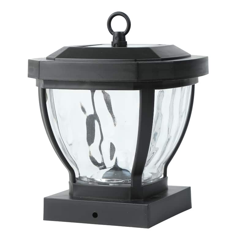 4x4 Black Plastic Glass Lens Solar Post Cap Light - 5.1" H x 6.9" W x 6.9" D