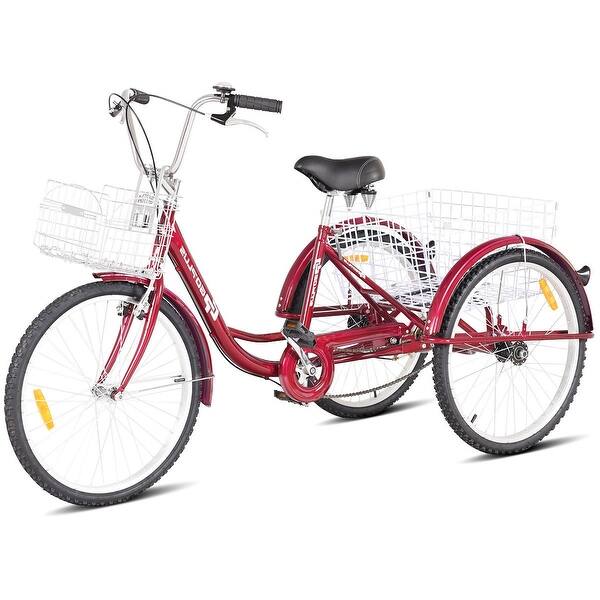 24 Single Speed 3 Wheel Bicycle Adult Tricycle Seat Red On Sale Overstock 28433410