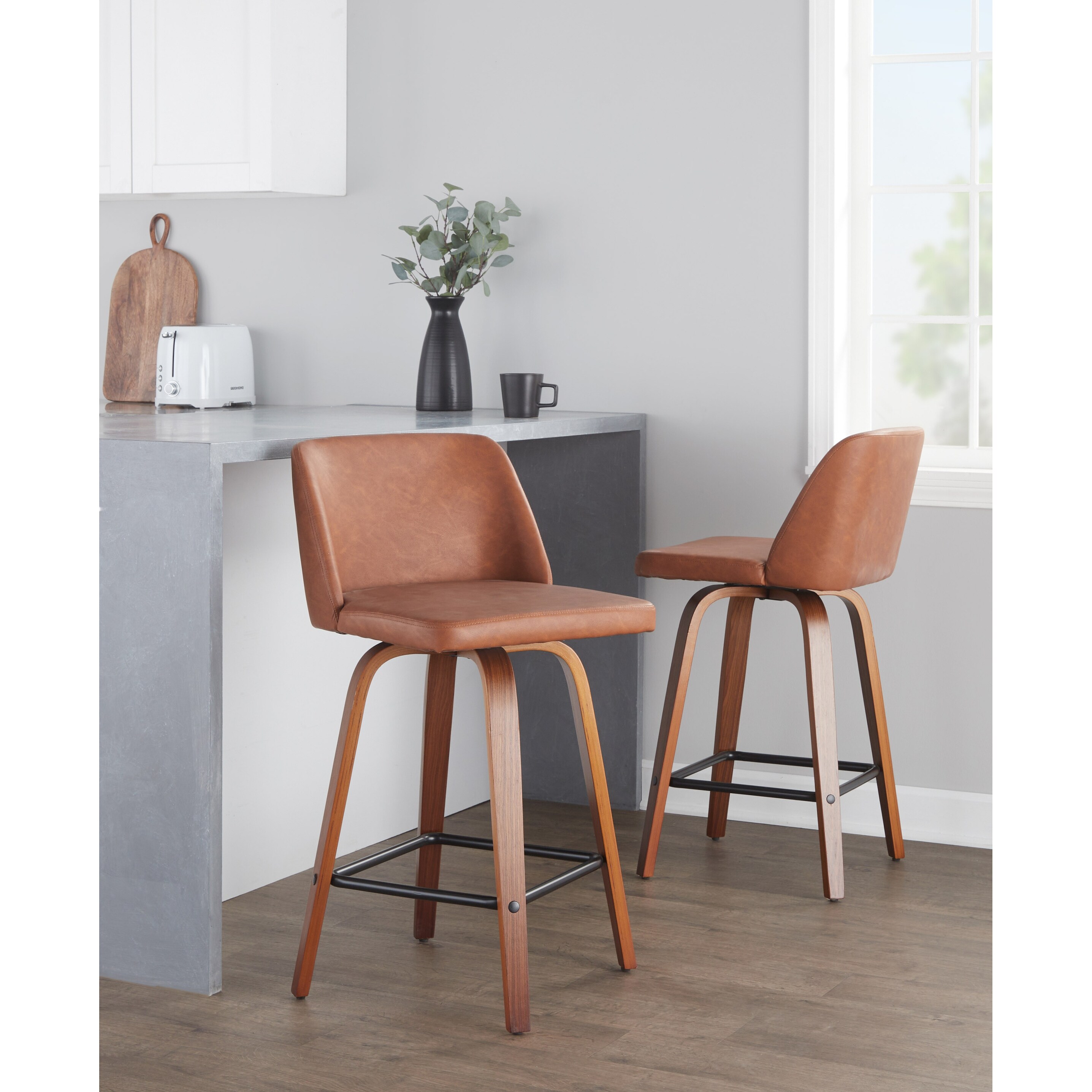 Carson Carrington Vallberga 26" Counter Stool with Square Black Footrest (Set of 2)