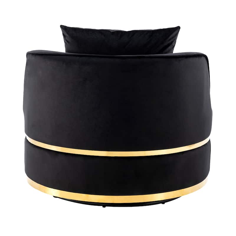 Velvet 360° Swivel Accent Chair with Seat Cushion, Upholstered Barrel Chair with Stainless Steel Base Living Room Chair