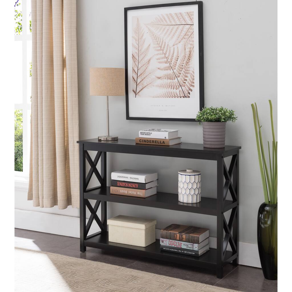 Contemporary 2 Shelves Black Console Table