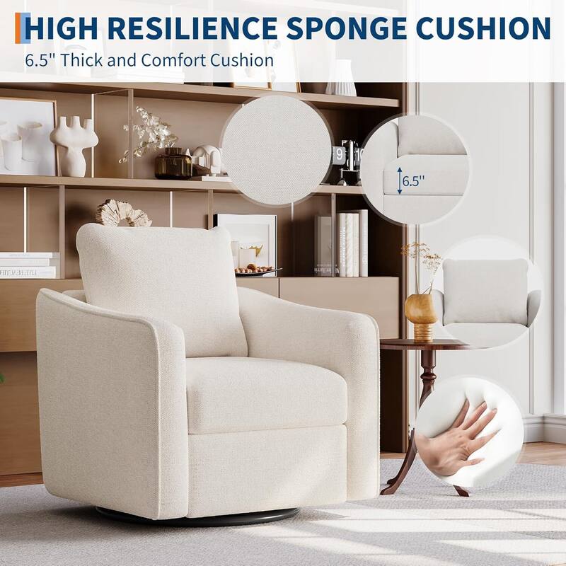 360° Swivel Upholstered Accent Sofa Chair for Living Room, Bedroom, Office, Nursery