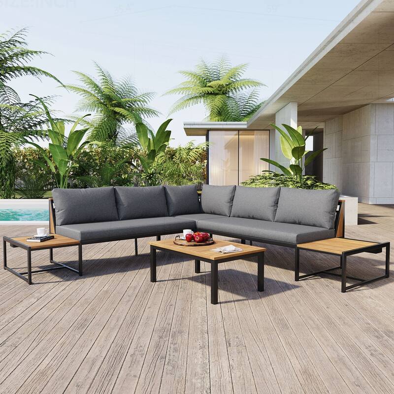 Durable and Stylish Outdoor Sofa Set for Garden and Poolside - Grey