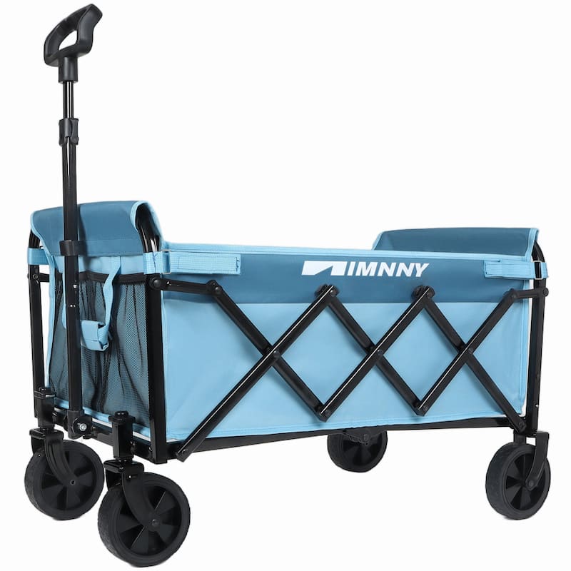 Collapsible Wagon with Wheels, Lightweight Utility Camping Wagons Carts Foldable with 3600lbs Weight Capacity, Carts - Blue