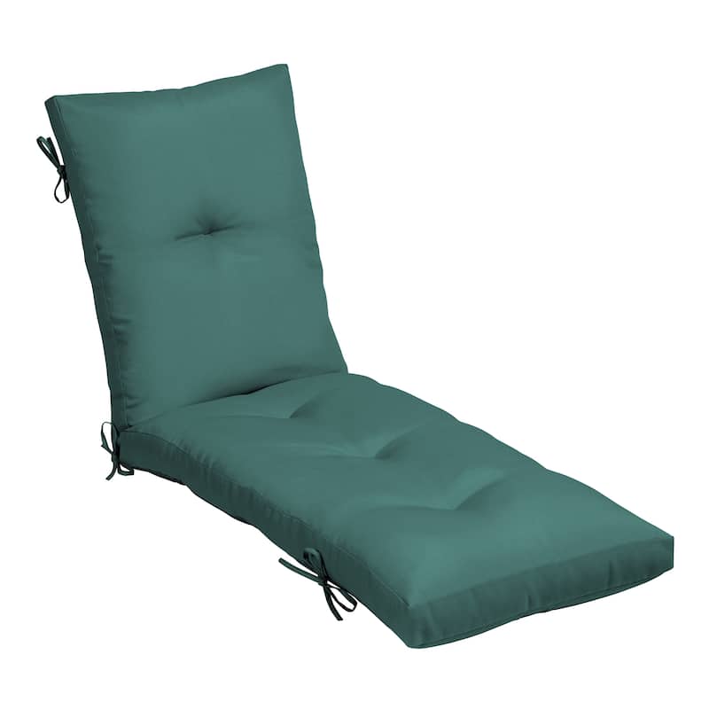 ARDEN Outdoor Plush Modern Tufted Chaise Cushion, 76 x 22 - Peacock Blue Green Texture