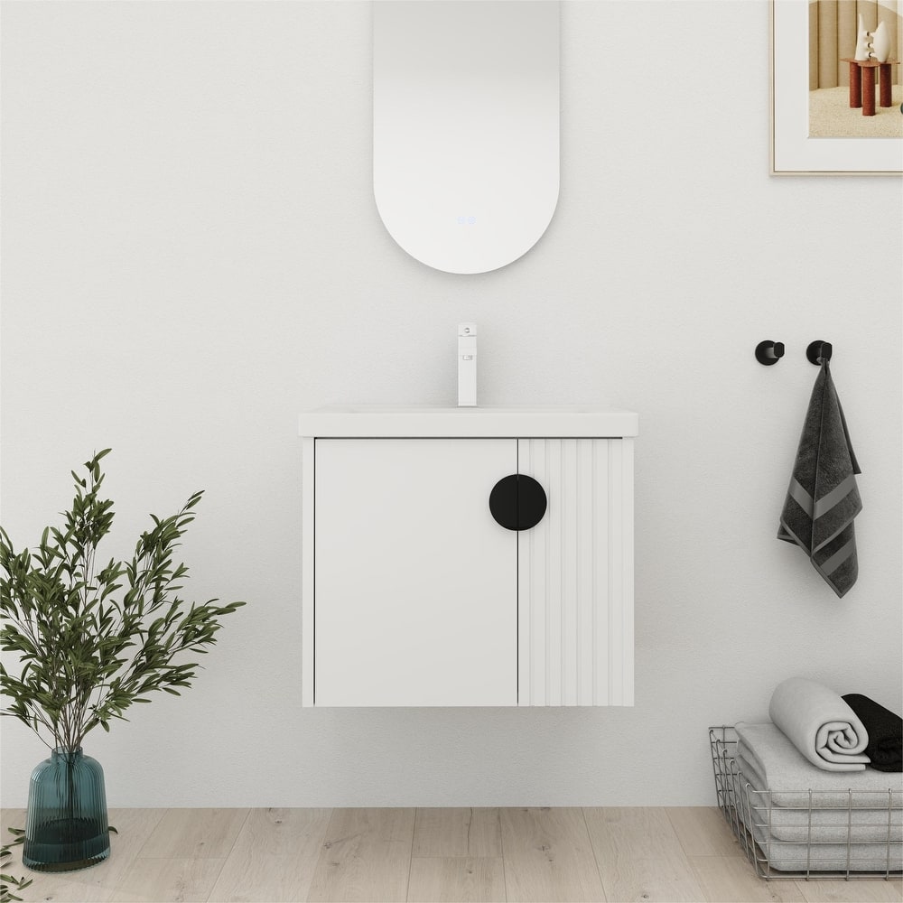 Bathroom Vanity With Sink In 24/28 Inch, Floating Bathroom Vanity With Soft Close Door