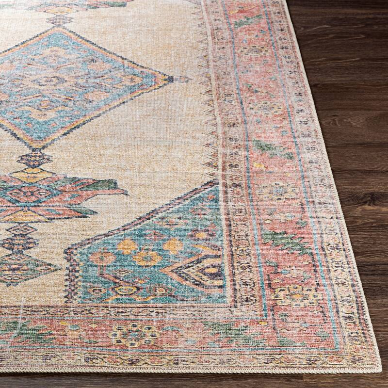Livabliss Yolanda Distressed Tribal Printed Machine Washable Area Rug