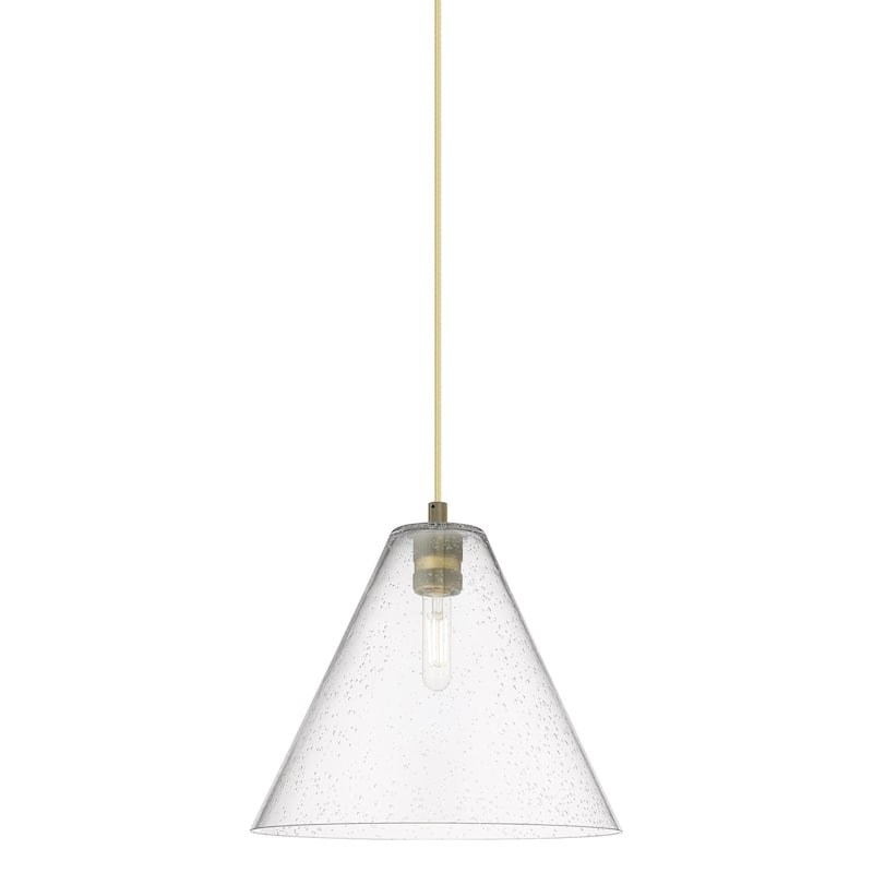 Innovations Lighting 434-1P-11-12 Crown Point Pendant Cone Crown Point - Brushed Brass / Seedy