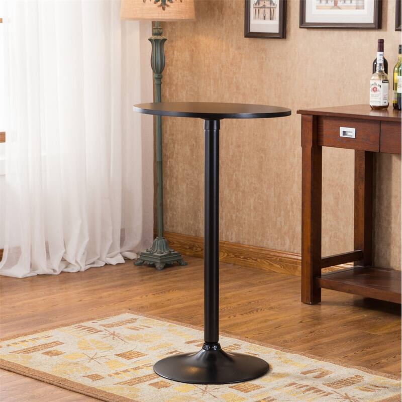 Black Round Top with Black Leg And Base Metal Bar Table