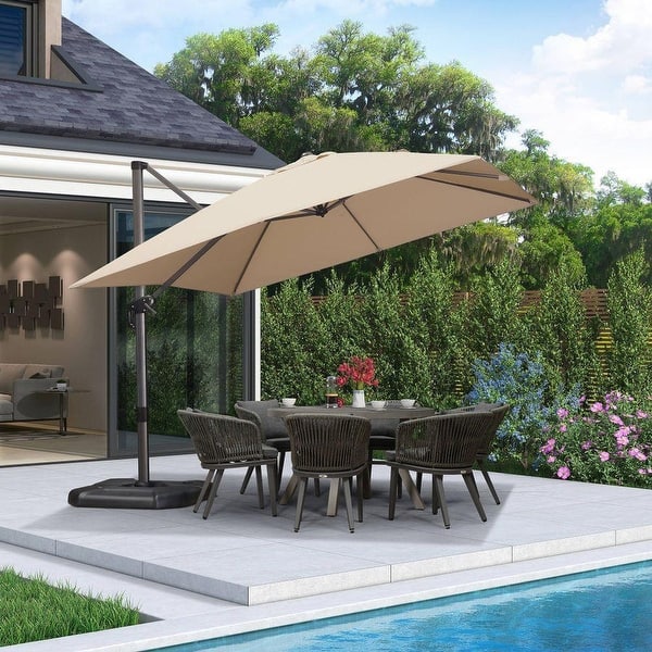 10 ft cantilever patio umbrella bed bath and beyond Treasure Garden 10x13 Foot with Base Rectangular all metal frame is thicker for stronger support and powder 10 ft. Octagon Cantilever Patio