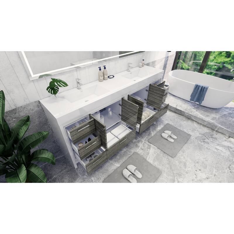 Dove 84'' Freestanding Vanity with Double Reinforced Acrylic Sink