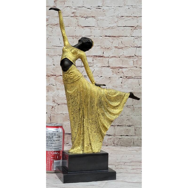 Gold Patina Egyptian Dancer By Romanian Artist Chiparus Bronze Sculpture Statue Sale