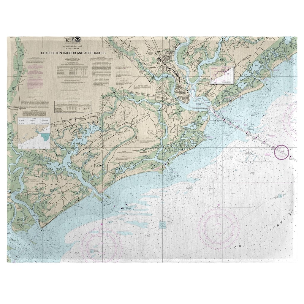 Charleston Harbor and Approaches, SC Nautical Map Place Mat Set of 4