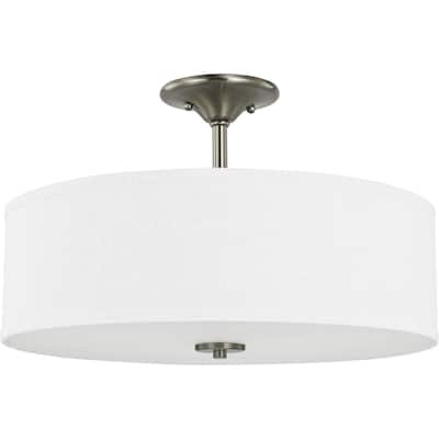 Inspire Collection Brushed Nickel Three-Light 18" Semi-Flush Mount - 8.270" x 15.160" x 15.160"