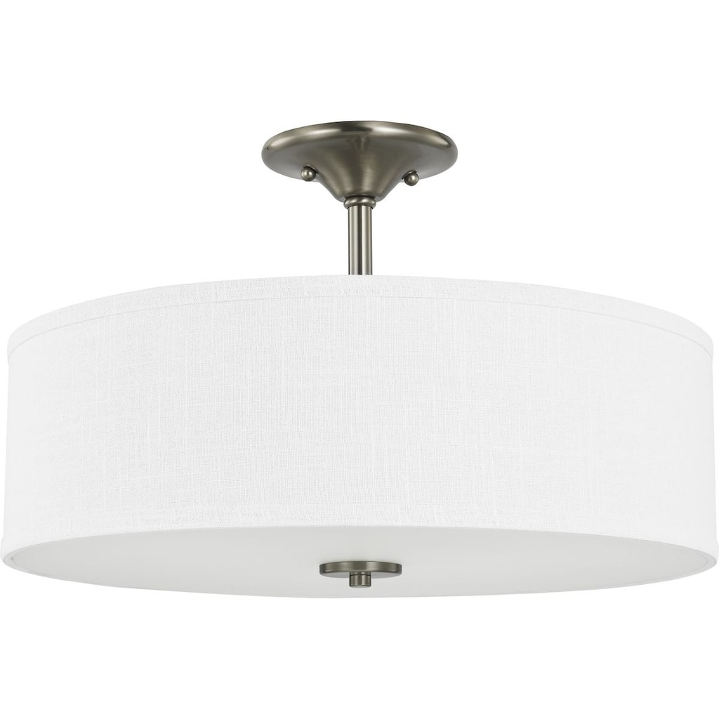 Inspire Collection Brushed Nickel Three-Light 18" Semi-Flush Mount - 8.270" x 15.160" x 15.160"