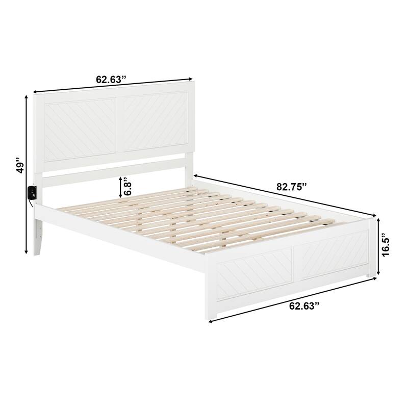 Platform Bed with Footboard - Allure Design, USB Charger, Modern Bedroom Furniture