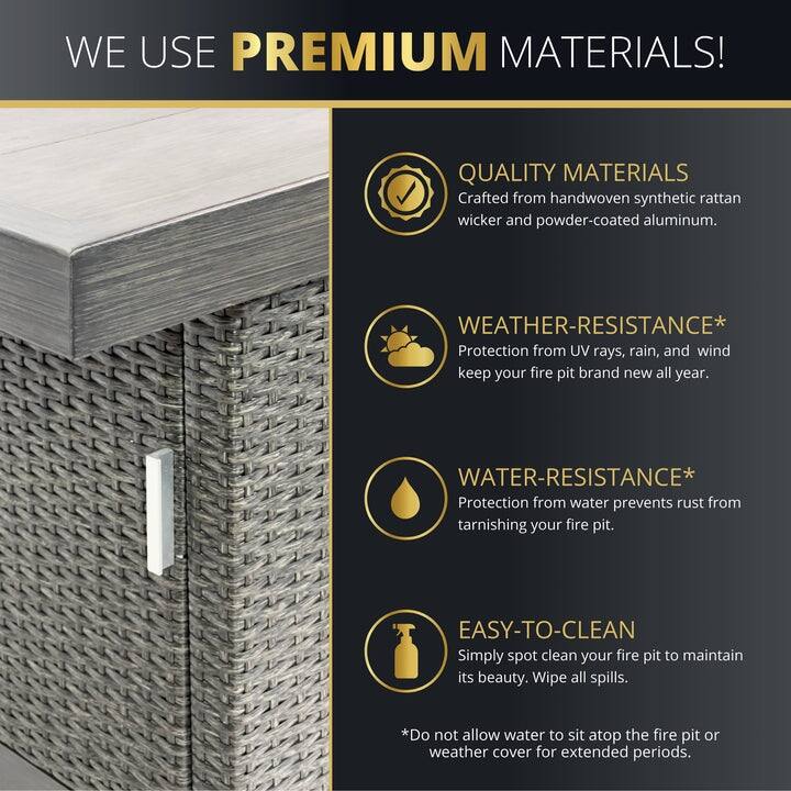 Kinger Home Novi Rattan Propane Gas Fire Pit Table Aluminum Frame - 52-Inch