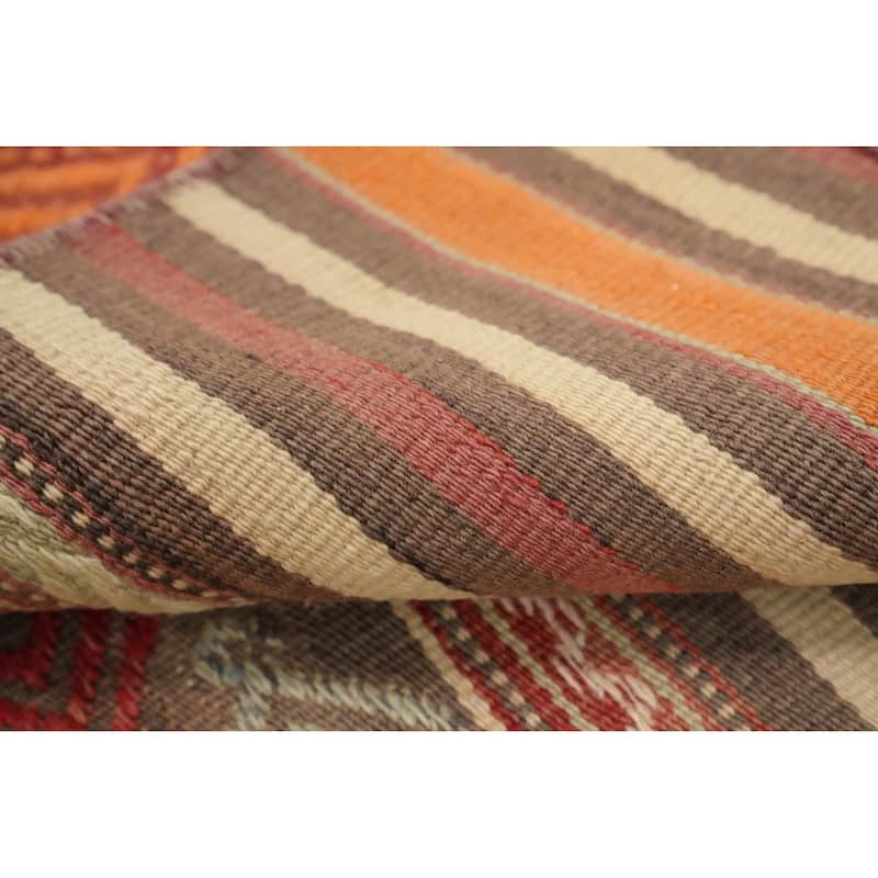 Hand Woven Oriental 100% Wool Carpet Southwestern Tribal Multi-Colored Kilim Area Rug - 6' 11'' X 3' 8''