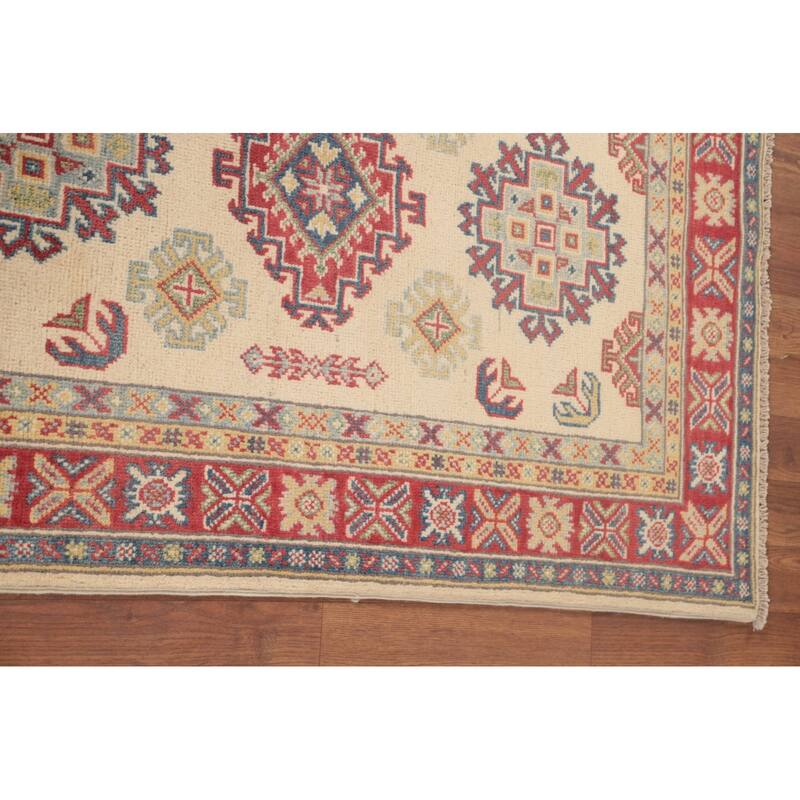 Geometric Kazak Foyer Rug Hand-Knotted Oriental Wool Carpet - 2'9" x 4'3"