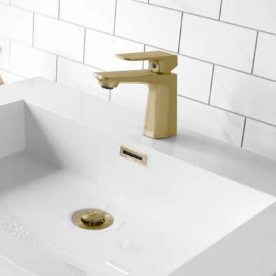 Single Handle Bathroom Faucet with Pop-up Bathroom in Brushed Gold