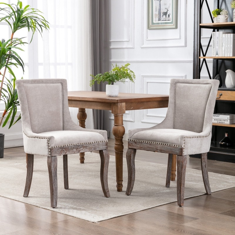 Grondin French Country Vintage Style Dining Chair Set of 2 with