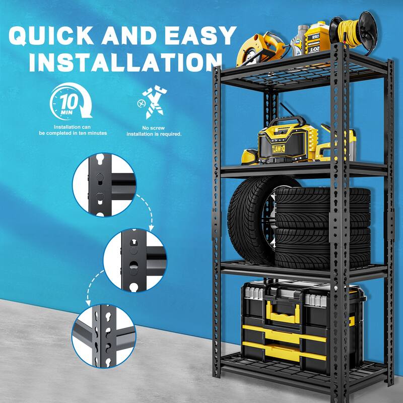 DoCred Adjustable 4-Tier Garage Shelving, Heavy Duty Storage Shelves
