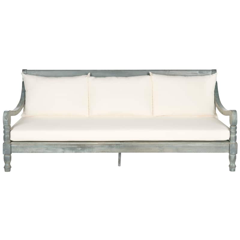 SAFAVIEH Outdoor Cordula Acacia Wood Cushioned Daybed - 71.7"W x 35.4"D x 29.1"H - Ash Grey/Beige