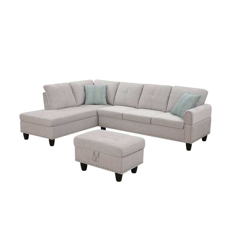 Left-Facing Sofa Chaise with Ottoman for Chic Living Rooms