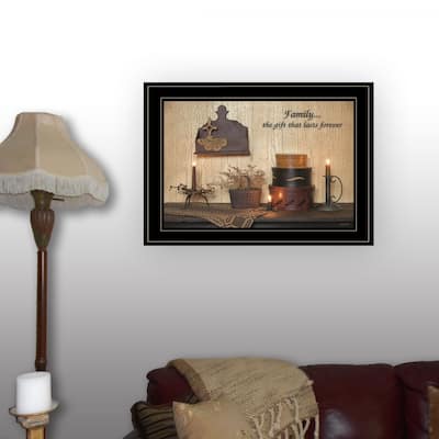 TrendyDecor4U Farmhouse "Forever Family" Framed Print Wall Art by Susie Boyer - Rustic