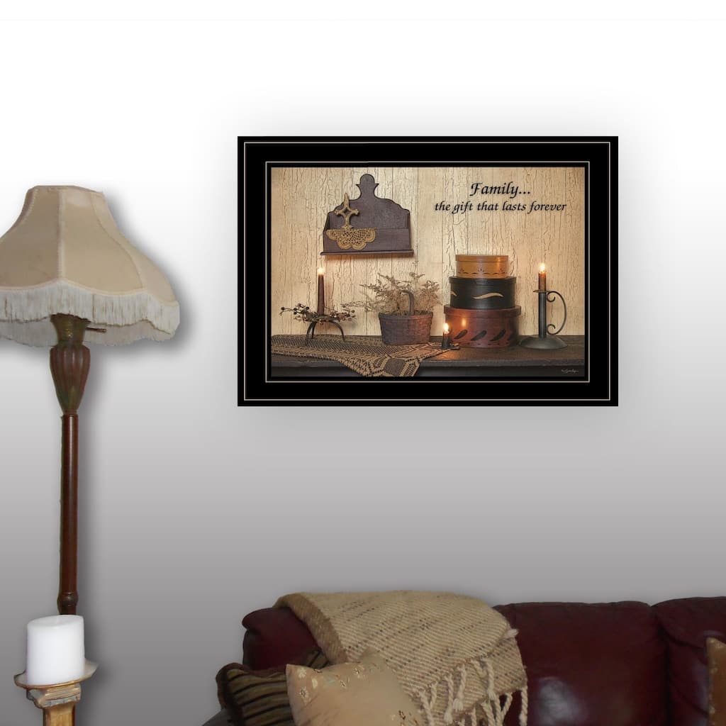 TrendyDecor4U Farmhouse "Forever Family" Framed Print Wall Art by Susie Boyer - Rustic